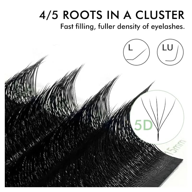 NATUHANA - Extensions de cils en W 4D/5D - Volume pré-fait 0,07 mm - Courbure C/D slide 3