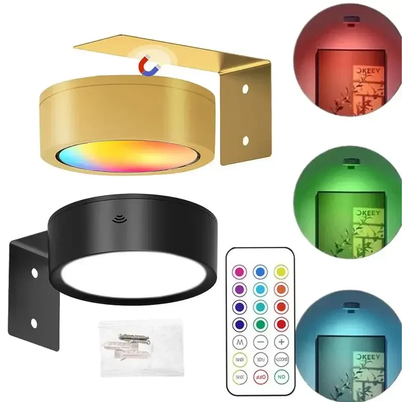 Applique LED pour tableaux, 13 couleurs RVB à intensité variable, projecteur magnétique (à piles) - Image 1
