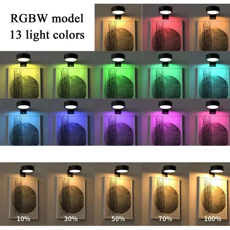 Applique LED pour tableaux, 13 couleurs RVB à intensité variable, projecteur magnétique (à piles) - Image 2