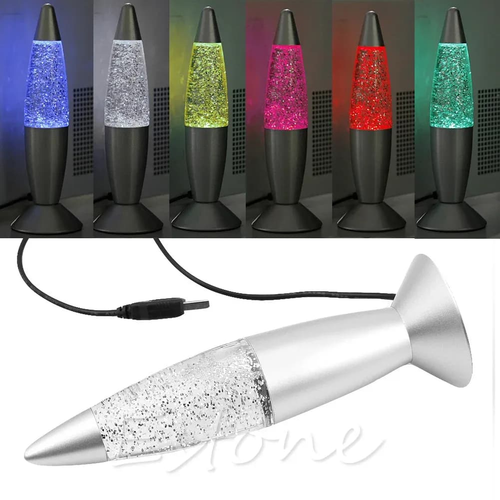 Lampe à lave à paillettes USB multicolore