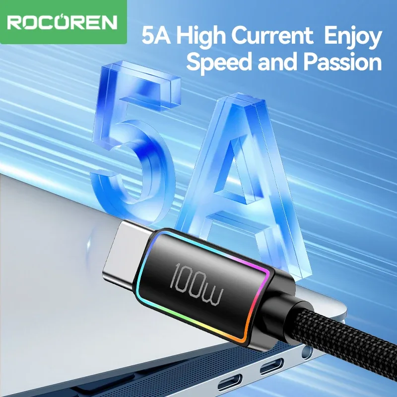 Rocoren - Câble USB-C vers USB-C 100W - Charge Rapide 5A PD 3.1 pour MacBook, iPad et iPhone - Image 2