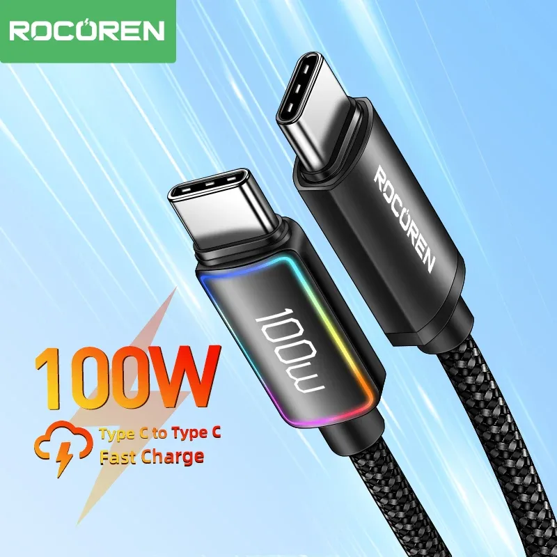 Rocoren - Câble USB-C vers USB-C 100W - Charge Rapide 5A PD 3.1 pour MacBook, iPad et iPhone - Image 1