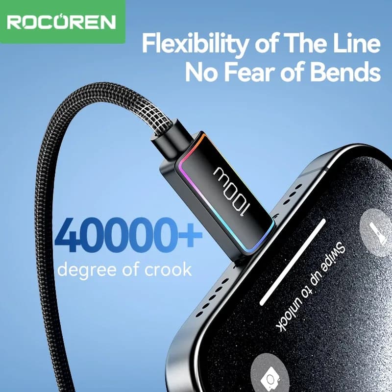 Rocoren - Câble USB-C vers USB-C 100W - Charge Rapide 5A PD 3.1 pour MacBook, iPad et iPhone - Image 6