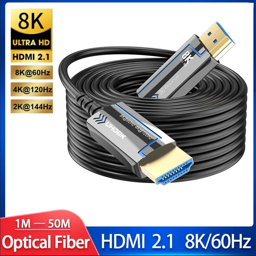 Câble HDMI 2.1 en fibre optique LMCNZZ - 8K@60Hz, 4K@120Hz, 48 Gbps, HDR dynamique, eARC