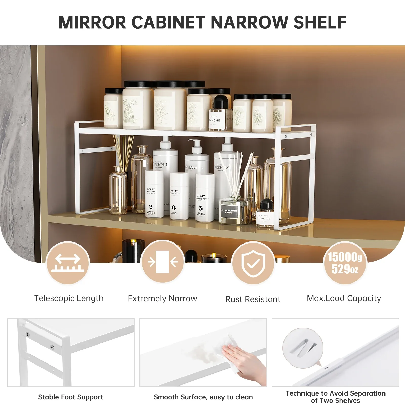 Organisateur de rangement pour armoire de toilette et cosmétiques - Image 2