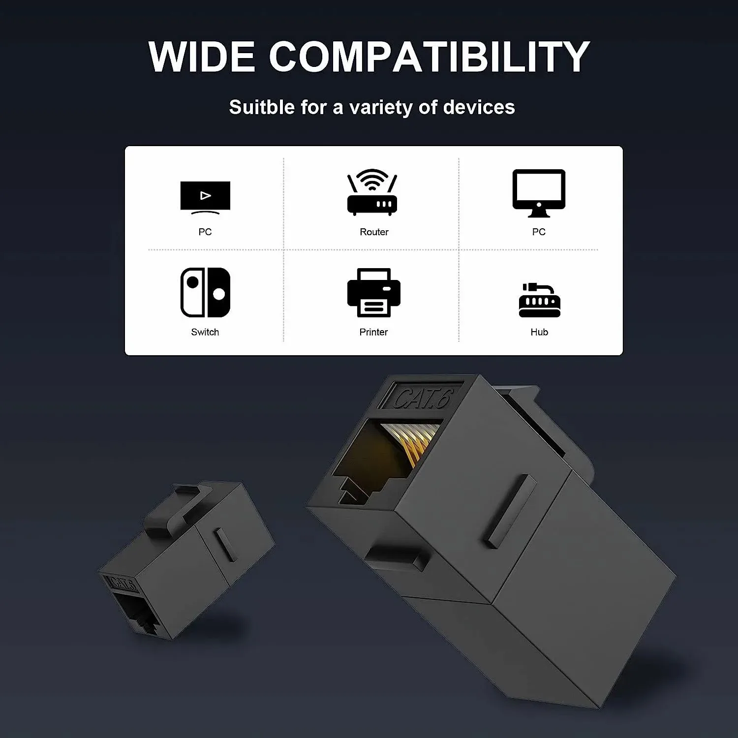 ZoeRax Coupleur RJ45 Keystone Cat7/Cat6/Cat5e, Femelle à Femelle, Lot de 2 - Image 2