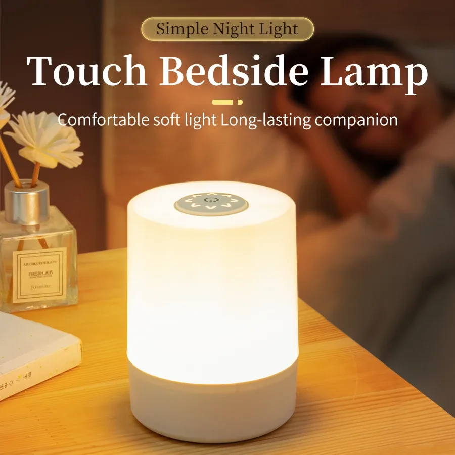 Lampe de chevet LED rechargeable avec télécommande et commande tactile - Image 1