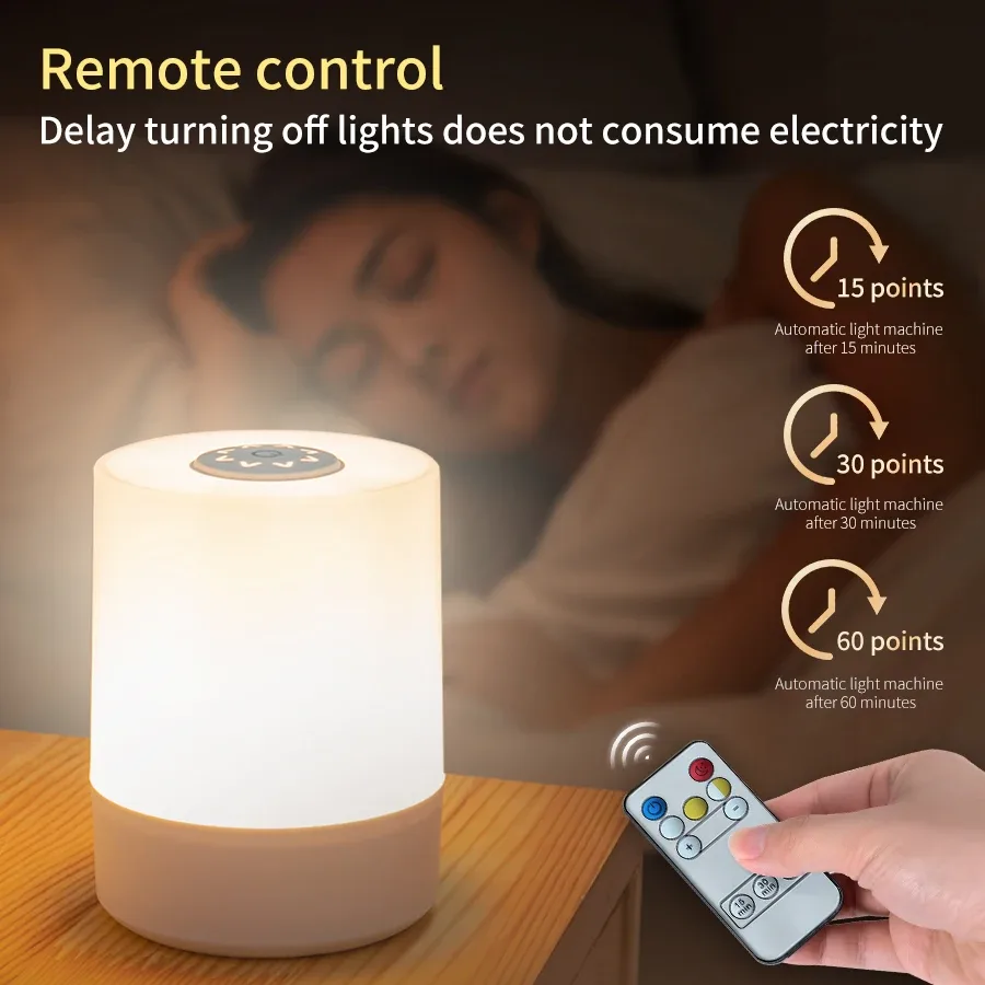 Lampe de chevet LED rechargeable avec télécommande et commande tactile - Image 4