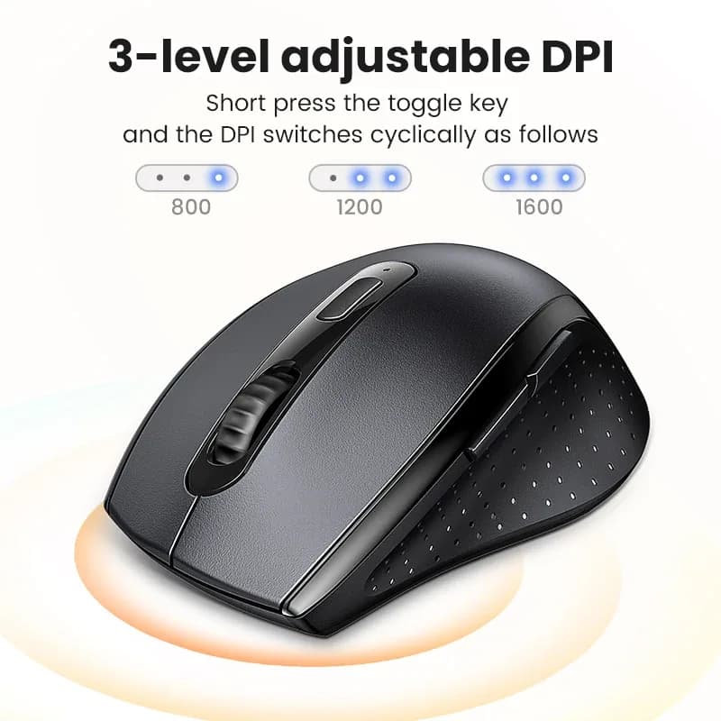 Souris sans fil silencieuse UGREEN 1600 DPI avec récepteur USB 2,4 GHz - Image 3