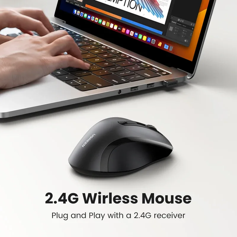 Souris sans fil silencieuse UGREEN 1600 DPI avec récepteur USB 2,4 GHz - Image 2