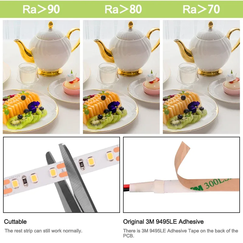 Ruban LED Flexible 2835 Premium - 5m - 60/120/240 LED/m - IRC 90 - 3000K-6000K - 12V/24V - Image 4