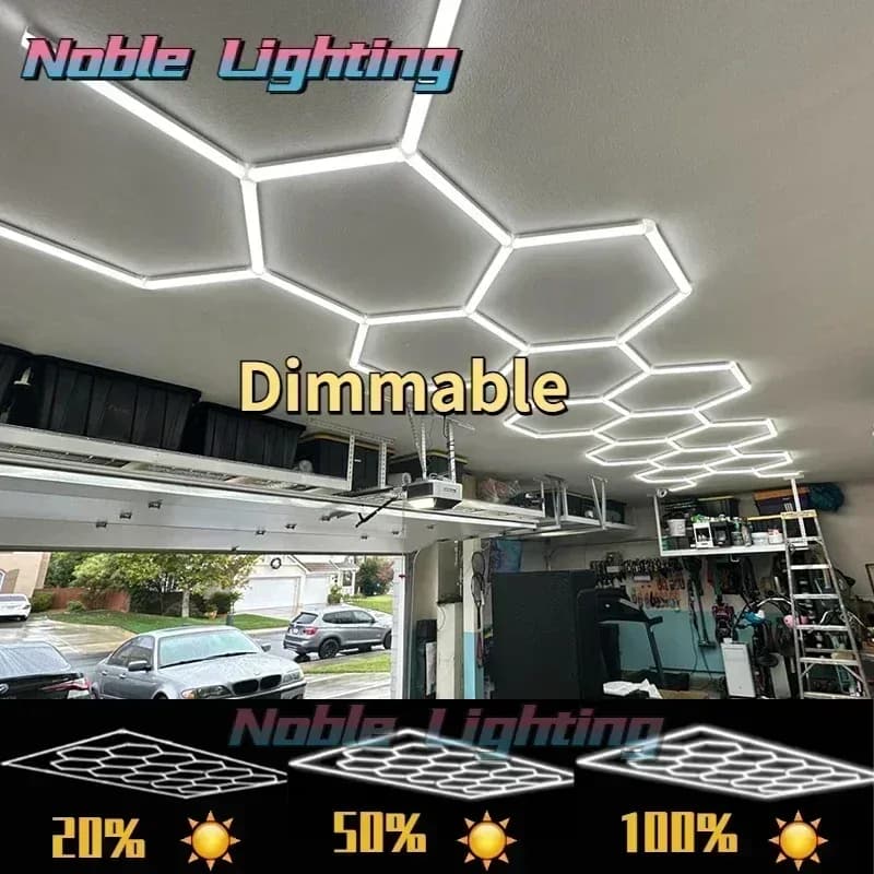 Système d'éclairage LED hexagonal à intensité variable pour garage et showroom - Image 2