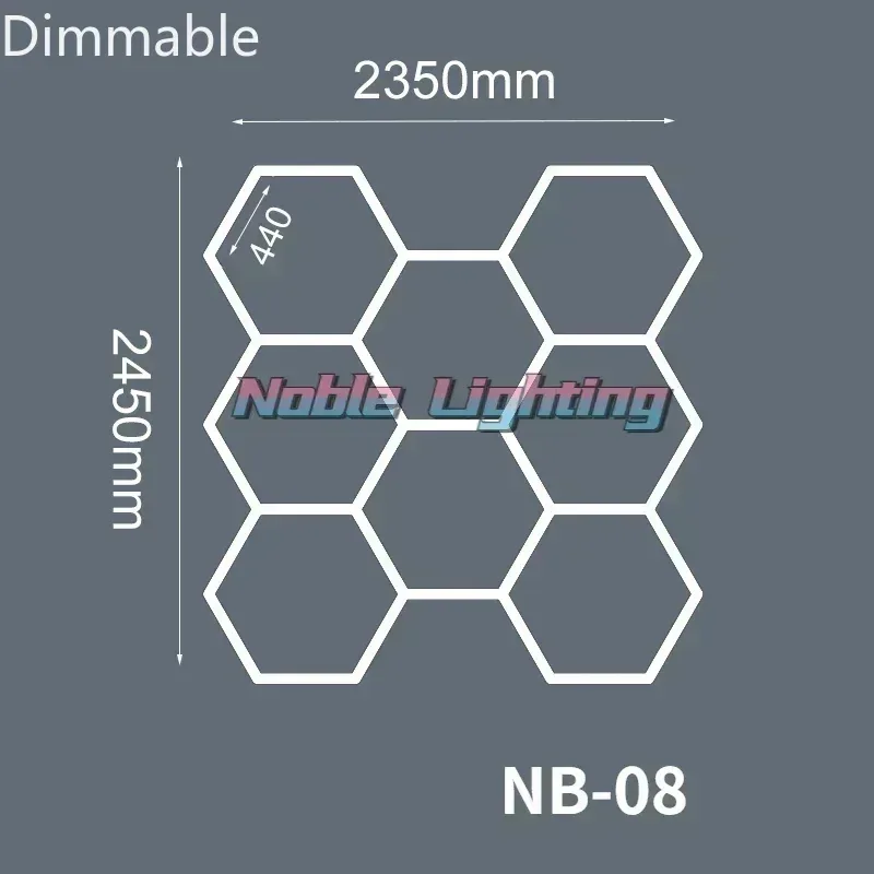 Système d'éclairage LED hexagonal à intensité variable pour garage et showroom slide 18