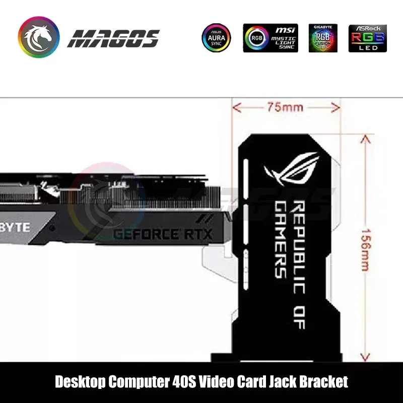 Support de carte graphique vertical 40S avec synchronisation ARGB 5V - Noir/Blanc - Image 2