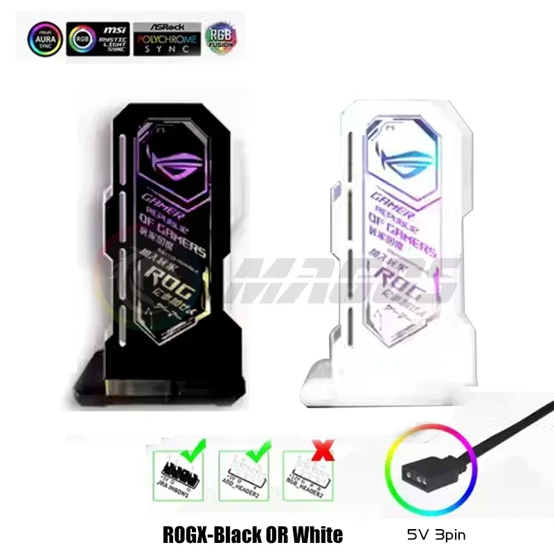 Support de carte graphique vertical 40S avec synchronisation ARGB 5V - Noir/Blanc slide 7