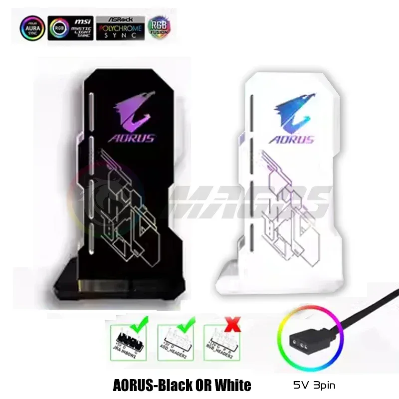 Support de carte graphique vertical 40S avec synchronisation ARGB 5V - Noir/Blanc slide 9
