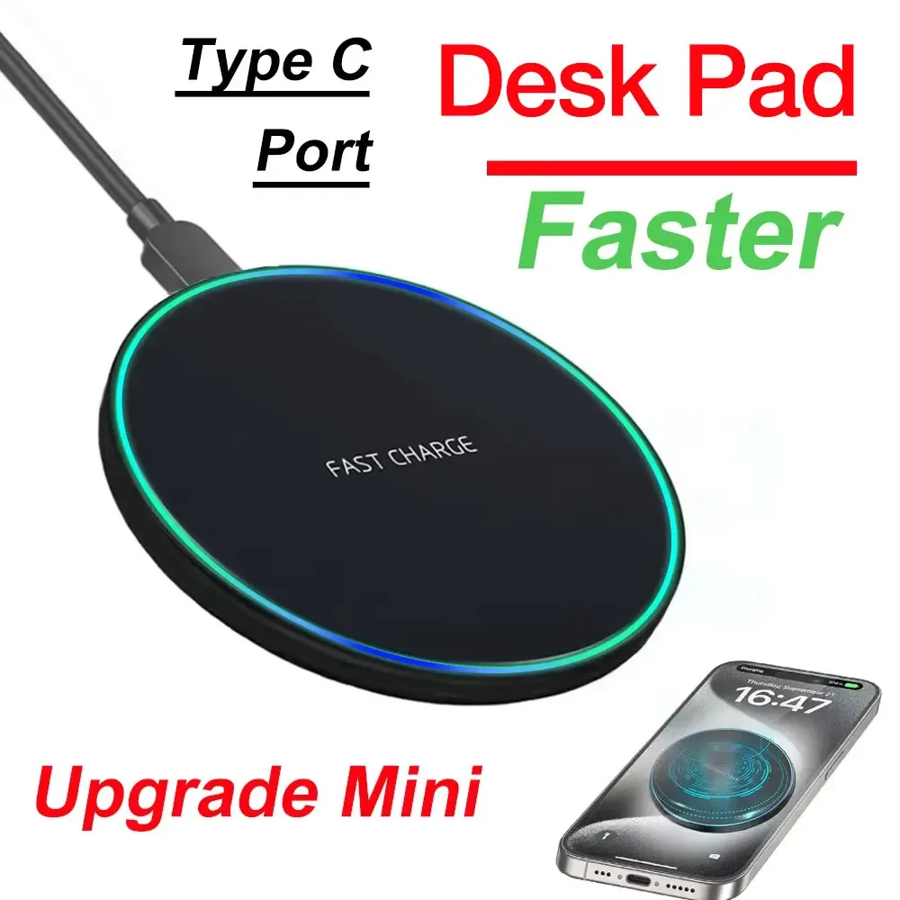 Mini station de charge rapide sans fil avec support LED