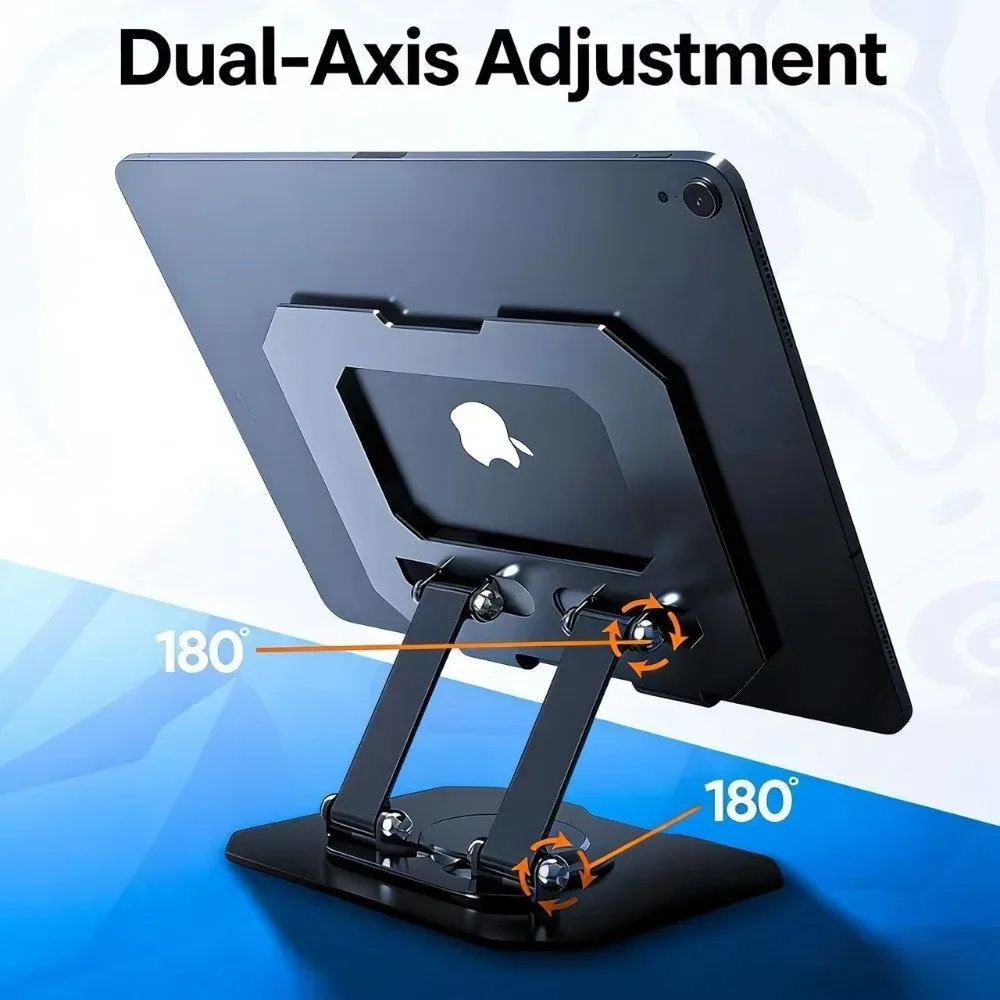 Support de tablette rotatif à 360°, pliable et ajustable pour iPad et tablettes de 4,7 à 12 pouces slide 3