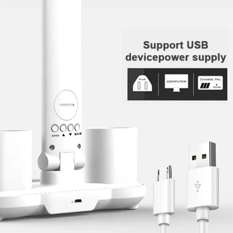 Lampe de bureau LED pliable à double tête avec horloge et calendrier - Image 5