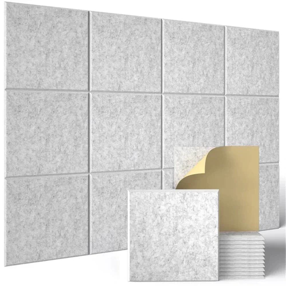 Lot de 12 panneaux acoustiques auto-adhésifs - 30 x 30 x 0,9 cm - Image 1