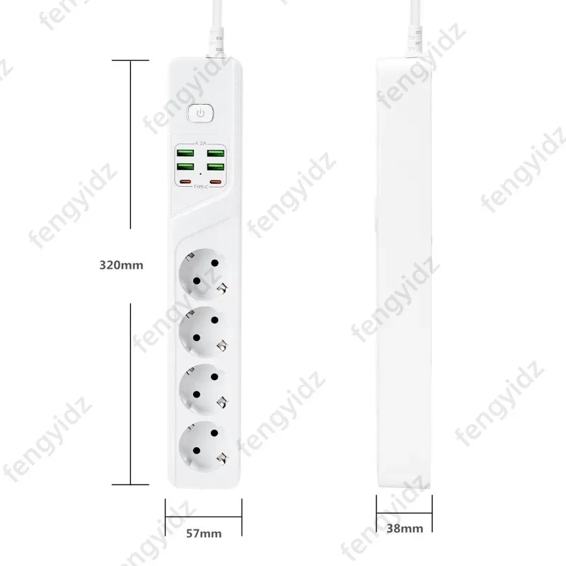 Multiprise 4 prises EU avec 4 ports USB (dont 2 USB-C) et protection contre les surcharges - Image 4