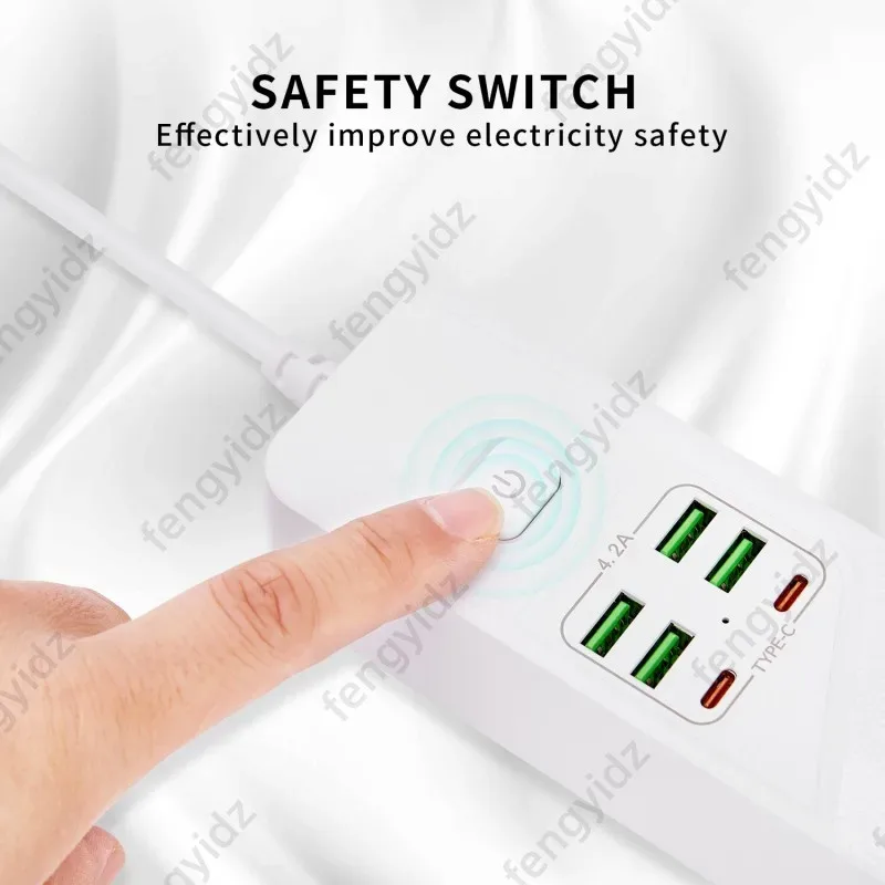 Multiprise 4 prises EU avec 4 ports USB (dont 2 USB-C) et protection contre les surcharges - Image 3