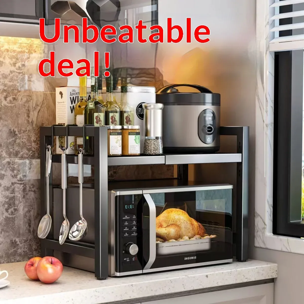 Étagère de cuisine extensible pour micro-ondes et four
