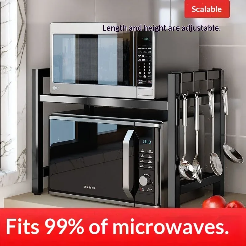 Étagère de cuisine extensible pour micro-ondes et four slide 2