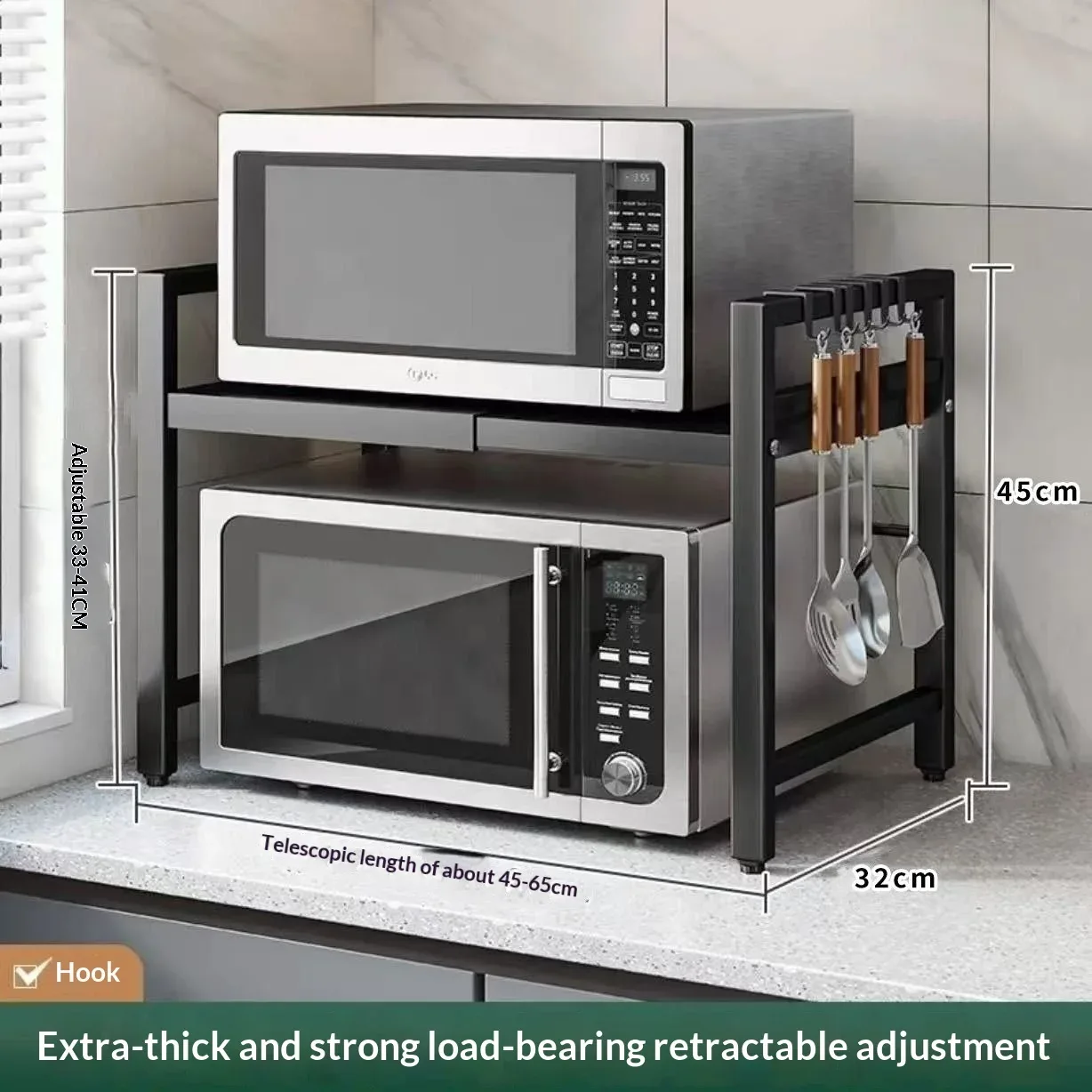Étagère de cuisine extensible pour micro-ondes et four slide 7
