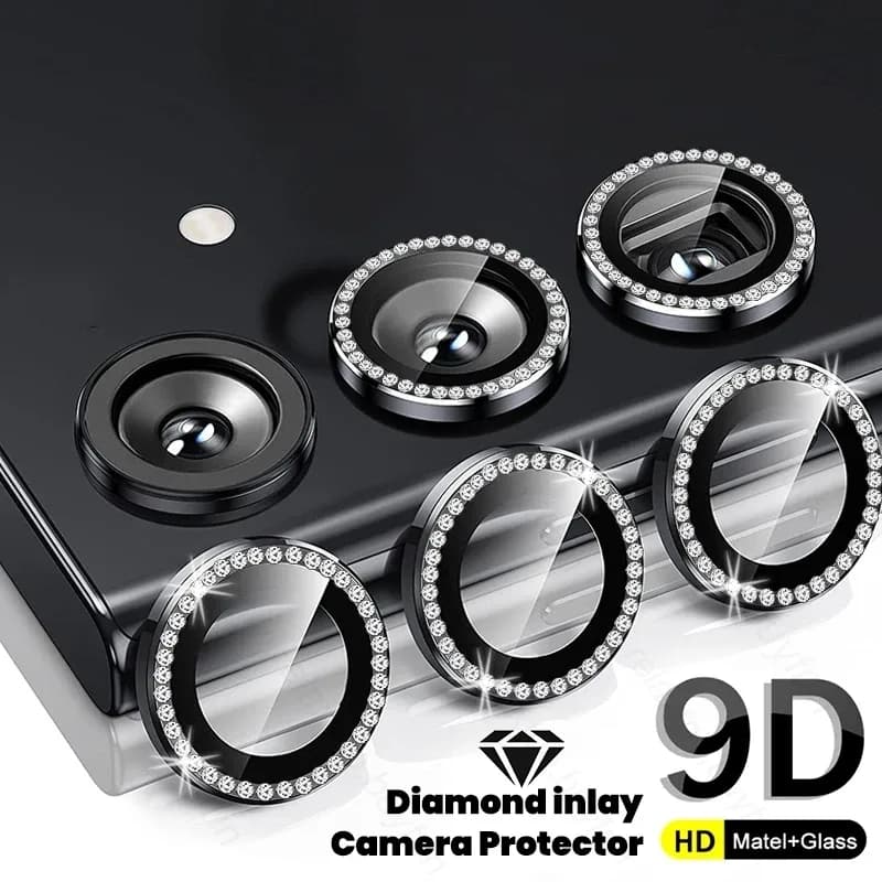 Protection d'Objectif Caméra en Verre Trempé et Métal à Strass pour Samsung Galaxy A55/A35/A25/A15/A05/A16/A06