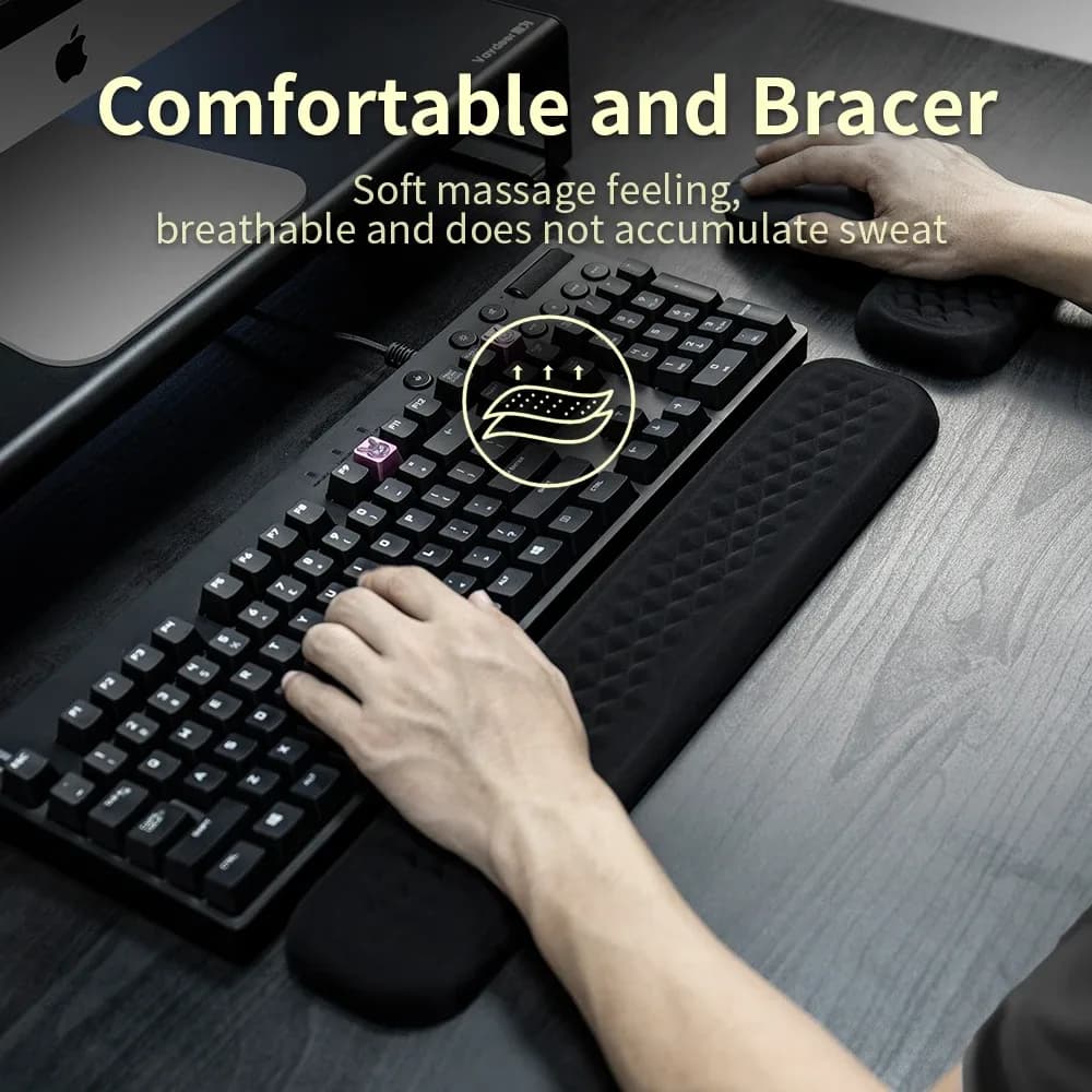 Repose-poignets ergonomiques en mousse à mémoire de forme pour clavier et souris - Image 2