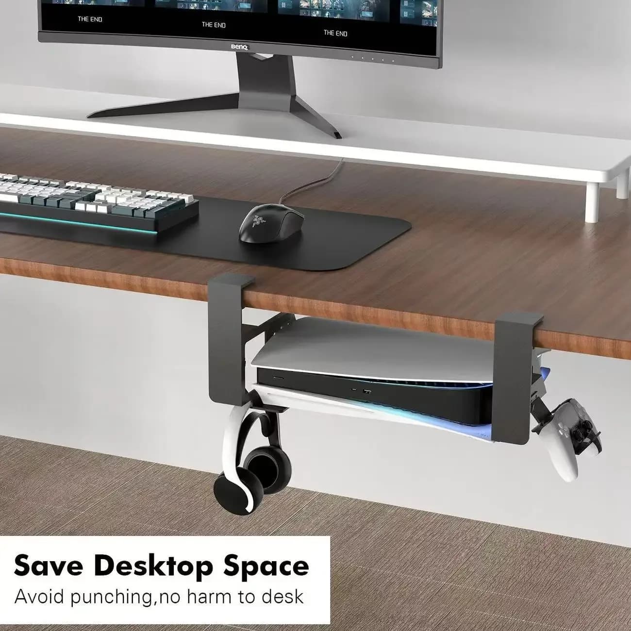 Support horizontal sous bureau pour PS5, PS5 Slim et PS5 Pro (Éditions Standard et Numérique) - Image 5