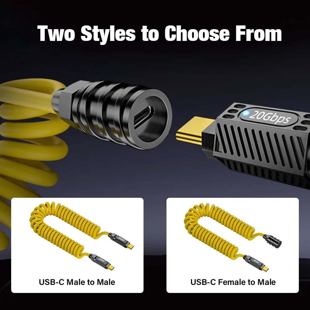 Câble USB-C vers USB-C 3.2 Gen 2 Spirale - Charge Rapide 140W - Vidéo 8K@60Hz - Image 2