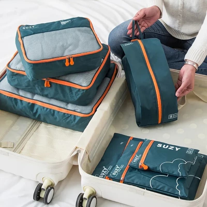 Organiseurs de valise - Lot de 7 cubes de rangement de voyage en maille respirante - Image 2