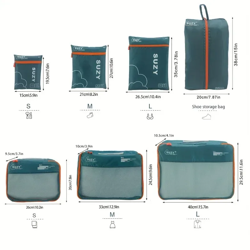Organiseurs de valise - Lot de 7 cubes de rangement de voyage en maille respirante - Image 4