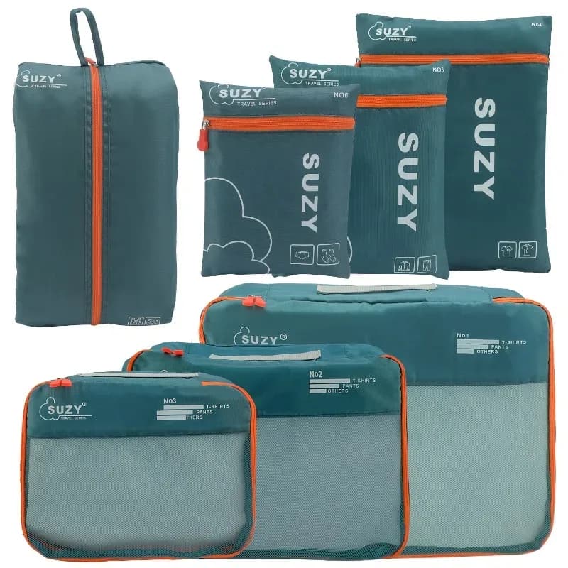 Organiseurs de valise - Lot de 7 cubes de rangement de voyage en maille respirante - Image 1