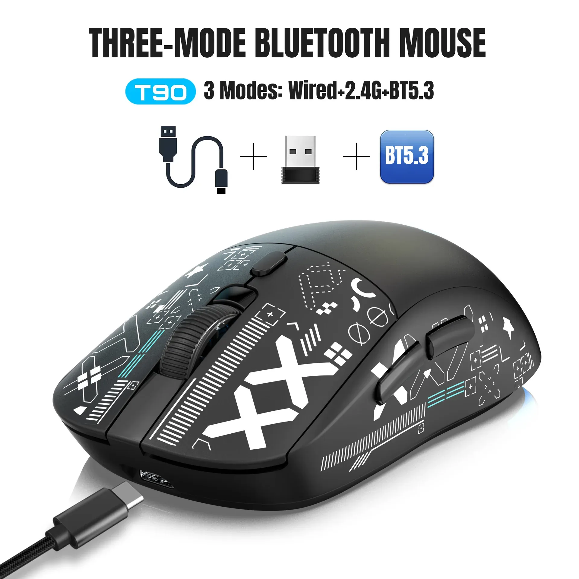 Souris gaming sans fil rechargeable trimode avec rétroéclairage RGB - Image 1