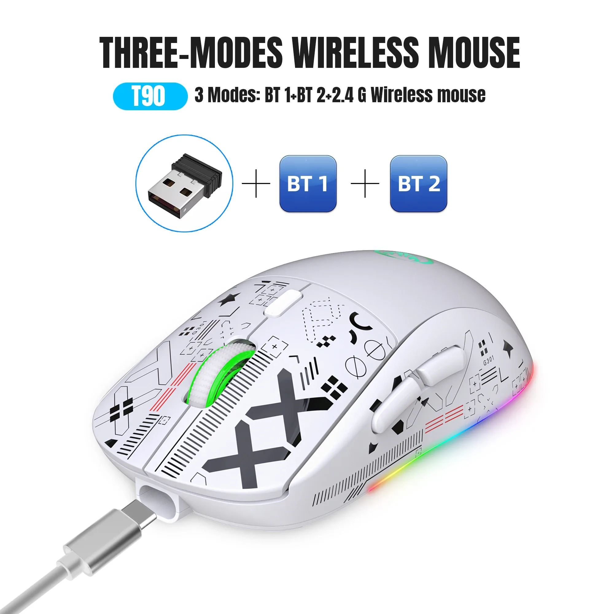 Souris gaming sans fil rechargeable trimode avec rétroéclairage RGB slide 7