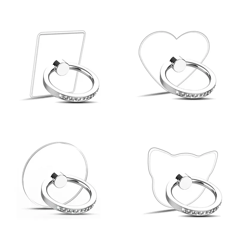 Support bague pour smartphone en forme de diamant transparent - Rotation 360° - Image 1