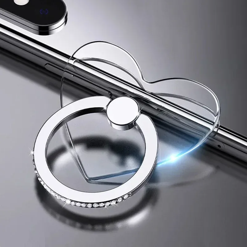Support bague pour smartphone en forme de diamant transparent - Rotation 360° - Image 3