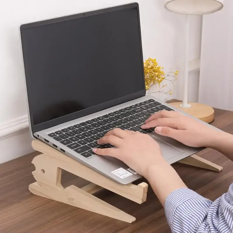 Support d'ordinateur portable en bois avec base renforcée - Image 2