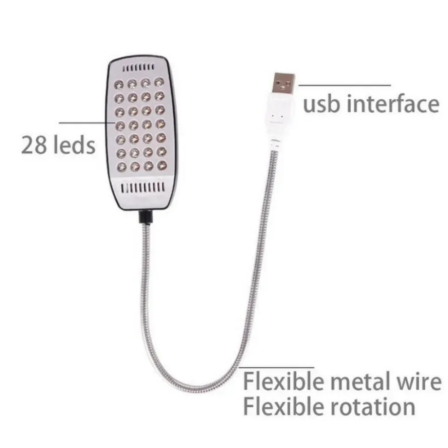 Lampe de lecture USB flexible à 28 LED ultra-lumineuse pour ordinateur portable - Image 3
