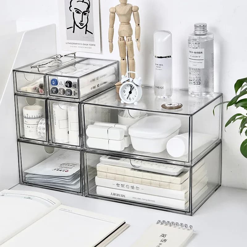 Boîte de rangement MELStorage en plastique transparent, anti-poussière et grande capacité