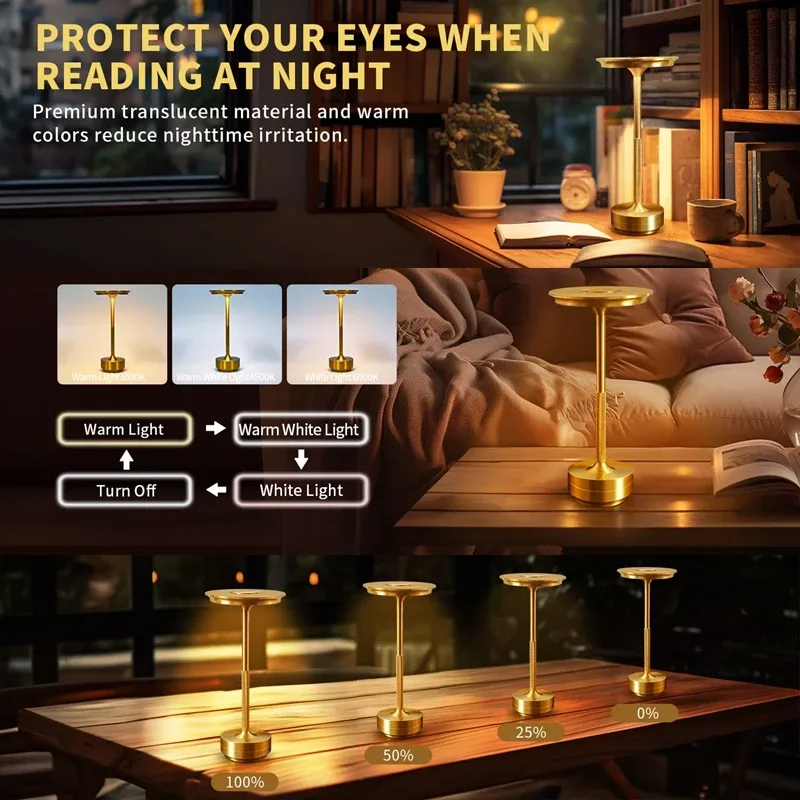 Lot de 2 lampes de table LED UFO sans fil, rechargeables, intensité variable et 3 modes de couleur - Image 6