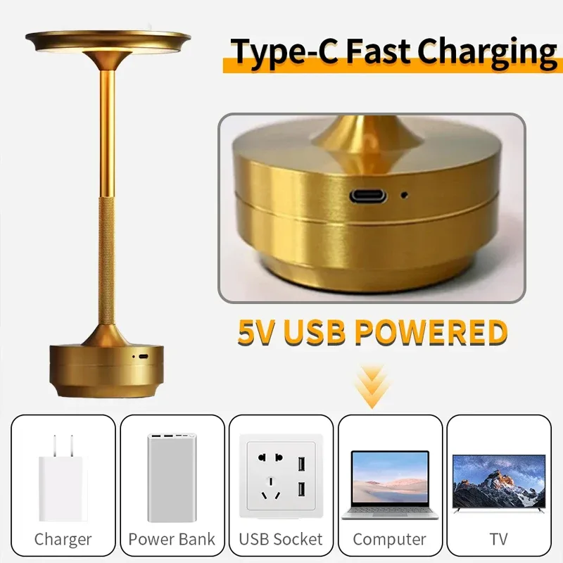 Lot de 2 lampes de table LED UFO sans fil, rechargeables, intensité variable et 3 modes de couleur - Image 1