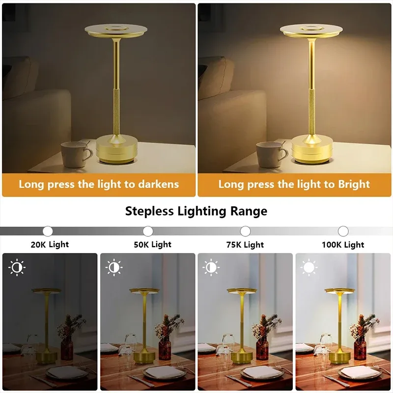 Lot de 2 lampes de table LED UFO sans fil, rechargeables, intensité variable et 3 modes de couleur - Image 2