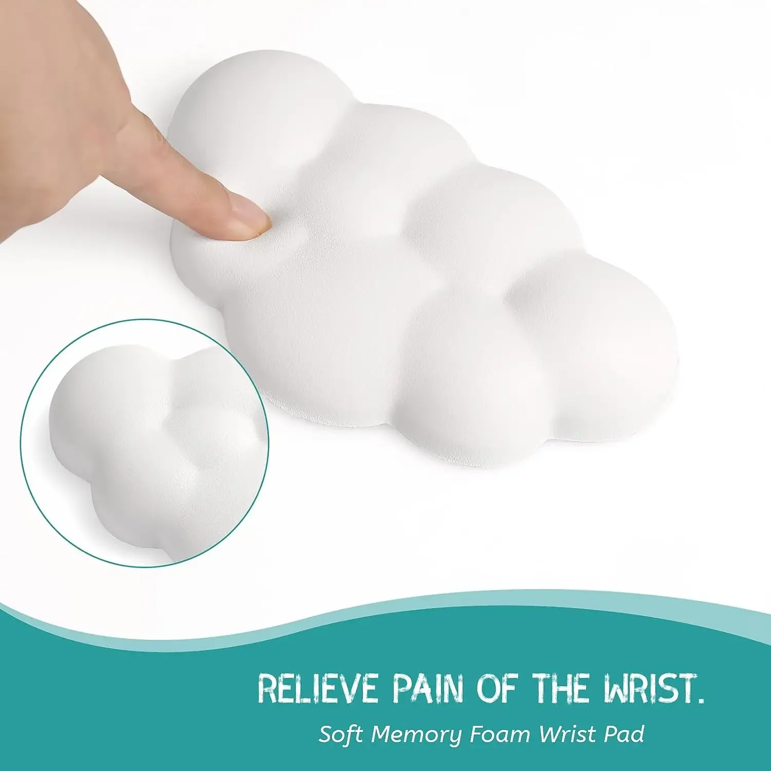 Repose-poignet ergonomique en forme de nuage pour clavier, cuir souple et mousse à mémoire de forme - Image 4