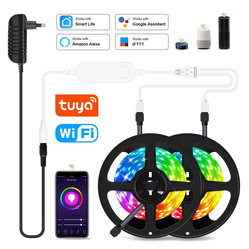Ruban LED Connecté WiFi RGB 5050 - Compatible Alexa et Google Home