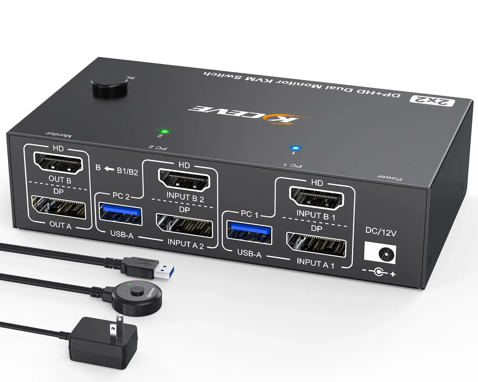 Commutateur KVM Double Moniteur KCEVE (HDMI + DisplayPort) - 2 PC, 8K@60Hz, 4K@144Hz, 4 Ports USB 3.0 slide 7