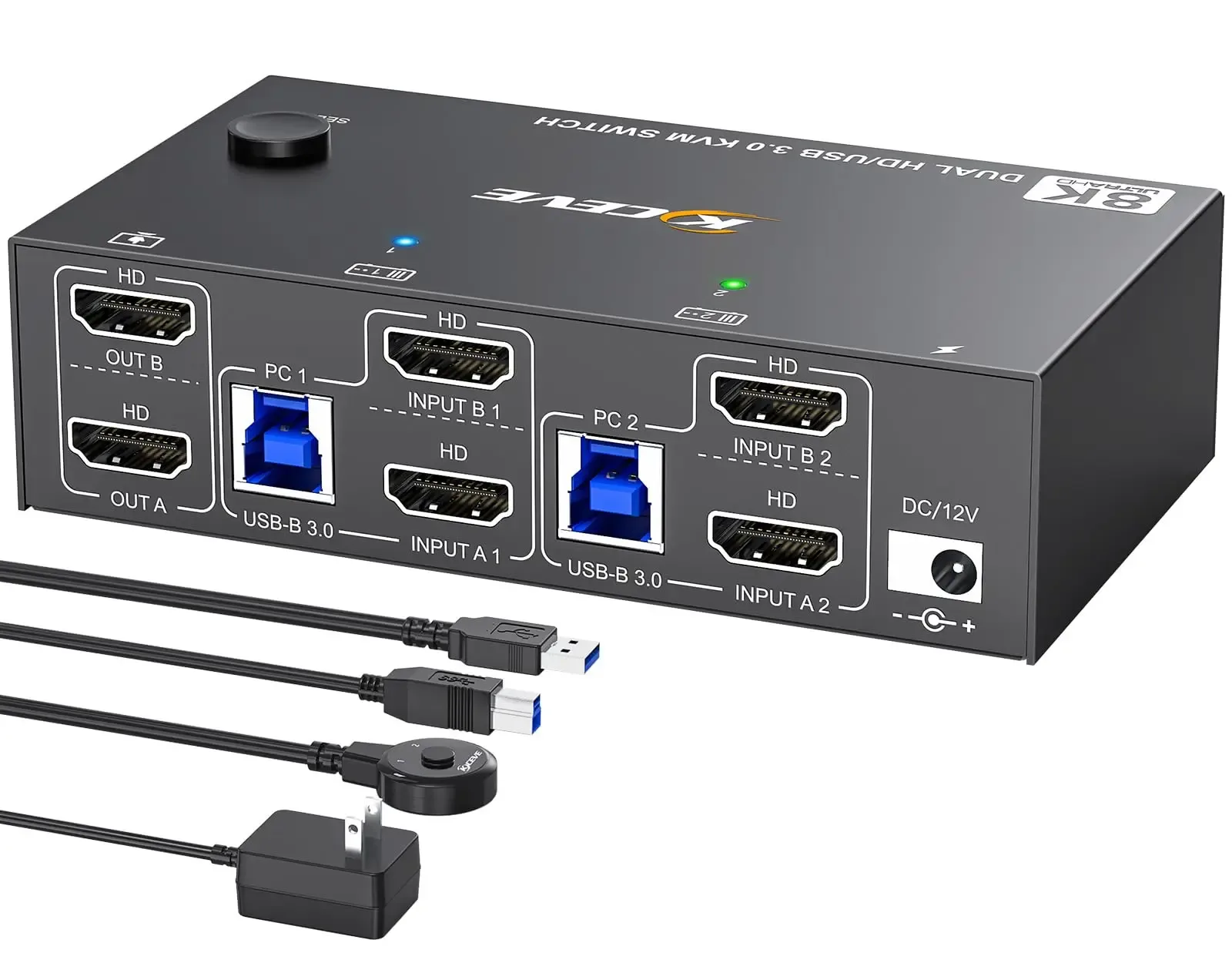 Commutateur KVM Double Moniteur KCEVE (HDMI + DisplayPort) - 2 PC, 8K@60Hz, 4K@144Hz, 4 Ports USB 3.0 slide 8